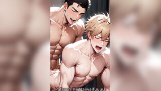 Gay jock muscle man gets destroyed anal sex in hentai cartoon