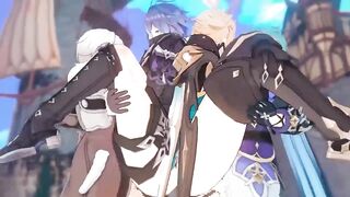 Flins x Illuga x Varka x Lohen raunchy Genshin Impact orgy shreds gay anime bareback