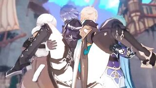 Flins x Illuga x Varka x Lohen raunchy Genshin Impact orgy shreds gay anime bareback