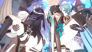 Flins x Illuga x Varka x Lohen raunchy Genshin Impact orgy shreds gay anime bareback