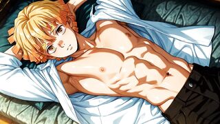 Zenitsu destroyed gushing choked raw gay anime hentai