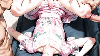 The chiefs sissy daughter gets her ass destroyed in a bareback anime gangbang