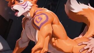 Muscular Human Fucks Muscular Orange Fox Doggy Style Hentai Cartoon