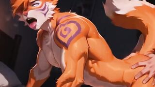 Muscular Human Fucks Muscular Orange Fox Doggy Style Hentai Cartoon