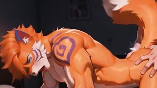 Muscular Human Fucks Muscular Orange Fox Doggy Style Hentai Cartoon