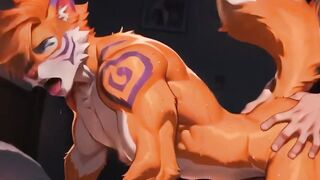 Muscular Human Fucks Muscular Orange Fox Doggy Style Hentai Cartoon