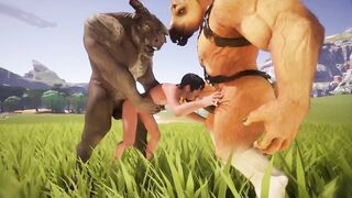 Petite Femboy Rides Two Giant Furry Cocks Raw Gangbang
