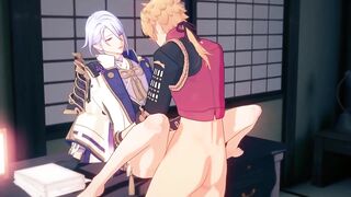 Thoma fucks Ayato raw gushing yaoi Genshin Impact