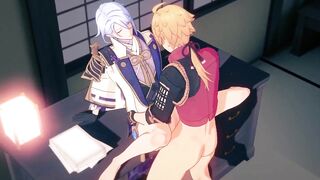 Thoma fucks Ayato raw gushing yaoi Genshin Impact