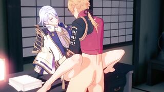 Thoma fucks Ayato raw gushing yaoi Genshin Impact