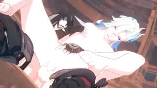 Genshin Impact Wriothesley and Neuvillette raw gay sex hentai animation