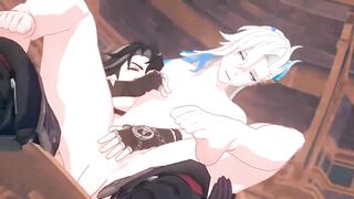 Genshin Impact Wriothesley and Neuvillette raw gay sex hentai animation