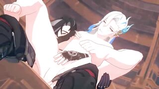 Genshin Impact Wriothesley and Neuvillette raw gay sex hentai animation