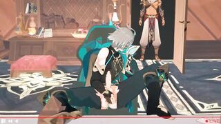 Alhaitham gets destroyed in a live Genshin Impact yaoi gangbang