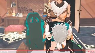 Alhaitham gets destroyed in a live Genshin Impact yaoi gangbang