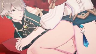 Alhaitham x Kaveh raw animated gay Genshin impact cock worship