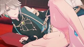 Alhaitham x Kaveh raw animated gay Genshin impact cock worship