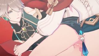 Alhaitham x Kaveh raw animated gay Genshin impact cock worship