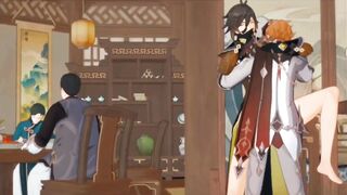 Tartaglia destroys Zhongli in brutal public gay yaoi