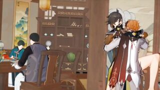 Tartaglia destroys Zhongli in brutal public gay yaoi