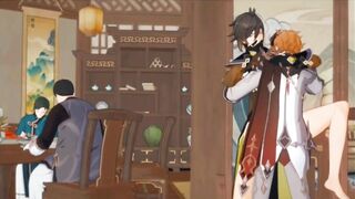 Tartaglia destroys Zhongli in brutal public gay yaoi