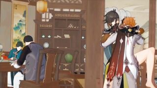 Tartaglia destroys Zhongli in brutal public gay yaoi