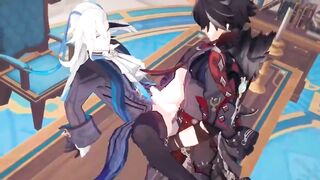 Ripped raw bareback Genshin Impact Yaoi neuvillette gets throat wrecked