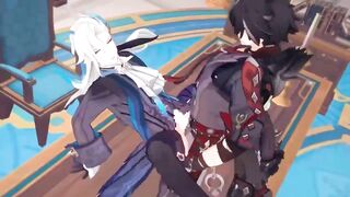 Ripped raw bareback Genshin Impact Yaoi neuvillette gets throat wrecked