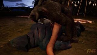 Goat gets destroyed by lizardman cumshots multiple times