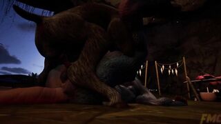 Goat gets destroyed by lizardman cumshots multiple times