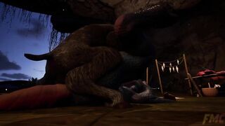Goat gets destroyed by lizardman cumshots multiple times