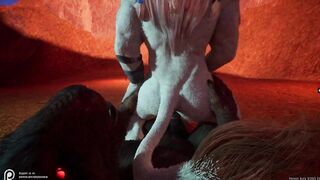 Vaark and Zumon raw furry yaoi gangbang with Max creampie anal