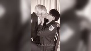 Erwin x Levi raw gay anime kiss leaks cosplay cumshot fetish