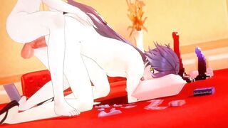 Illuga gets destroyed with raw bareback creampies in gay genshin hentai