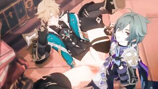 Lohen destroys Varka raw in Genshin Impact gay anime hentai