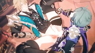 Lohen destroys Varka raw in Genshin Impact gay anime hentai