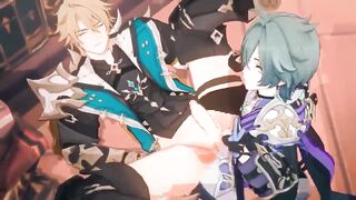 Lohen destroys Varka raw in Genshin Impact gay anime hentai