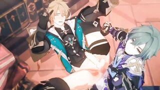 Lohen destroys Varka raw in Genshin Impact gay anime hentai