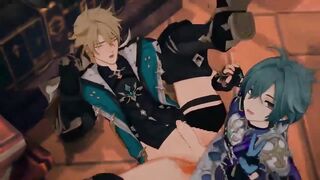 Lohen destroys Varka raw in Genshin Impact gay anime hentai
