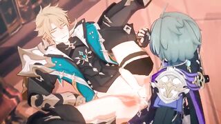 Lohen destroys Varka raw in Genshin Impact gay anime hentai
