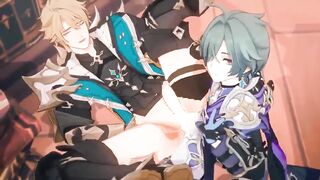 Lohen destroys Varka raw in Genshin Impact gay anime hentai