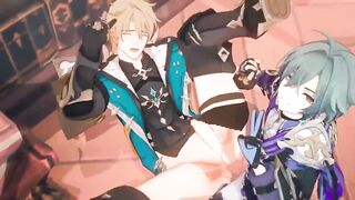 Lohen destroys Varka raw in Genshin Impact gay anime hentai