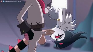 Stolas gets his thick cock deep throat worshipped in Helluva Boss blowjob