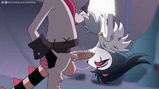 Stolas gets his thick cock deep throat worshipped in Helluva Boss blowjob
