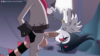 Stolas gets his thick cock deep throat worshipped in Helluva Boss blowjob