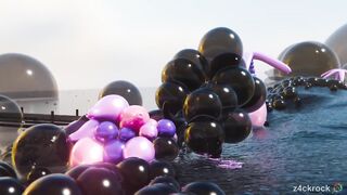 Furry latex balloon inflation destroys tight hole raw cumshot