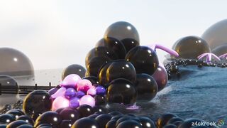 Furry latex balloon inflation destroys tight hole raw cumshot