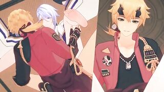 Ayato and Thoma destroyed in this raw Genshin Impact gay anal fuck