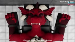 Hyper growing furry dragon cock milking machine destroys tight hole
