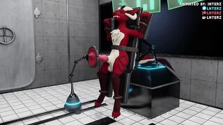 Hyper growing furry dragon cock milking machine destroys tight hole